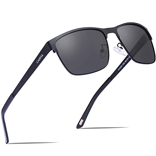 Carfia Metal Mens Sunglasses Polarized UV400 Protection for Driving Fishing Hiking Golf Everyday Use