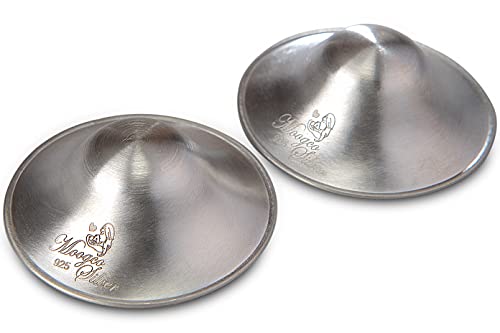 The Original Silver Nursing Cups - Nipple Shields for Nursing Newborn - Newborn Essentials Must Haves - Nipple Covers Breastfeeding - 925 Silver (2 Count (Pack of 1))