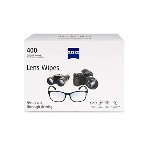 Zeiss Pre-Moistened Lens Cleaning Wipes, 6 x 5-Inches (400-Count),White