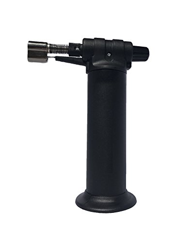 Butane Torch Heavy Duty Extra Power (Black) Blow Torch for Soldering- Plumbing- Refillable Butane Torch- Jewelry-Torch for Home and Kitchen-Adjustable Flame-Metalsmithing-Brazing with Piezo Ignition