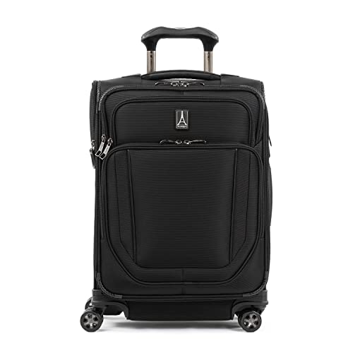 Travelpro Crew Versapack Softside Expandable 8 Spinner Wheel Luggage, USB Port, Men and Women, Jet Black, Carry on 21-Inch