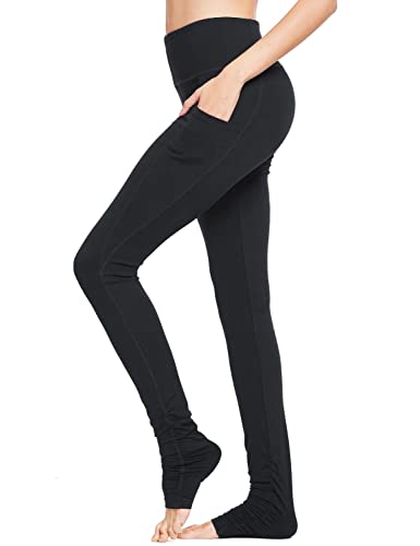 BALEAF Tall Women's Goddess Long Yoga Pants Barre Dance Over The Heel High Waisted Leggings Extra Long Pockets Black M