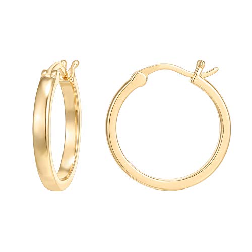 PAVOI 14K Yellow Gold Plated 925 Sterling Silver Post Lightweight Hoops | 20mm | Yellow Gold Hoop Earrings for Women