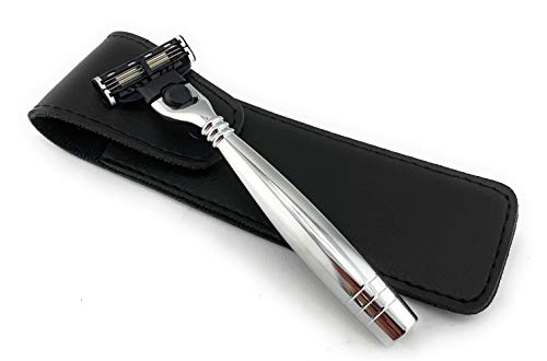G.B.S Triple Blade Stainless Steel Razor with a Leather Case