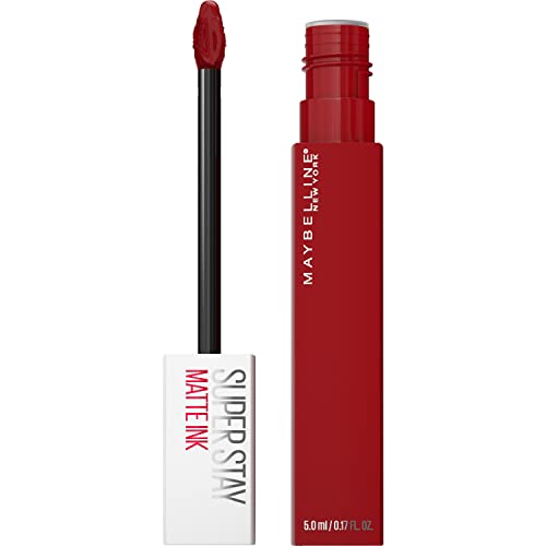 Maybelline New York Super Stay Matte Ink Liquid Lipstick, Long Lasting High Impact Color, Up to 16H Wear, Exhilarator, Ruby Red, 0.17 fl.oz