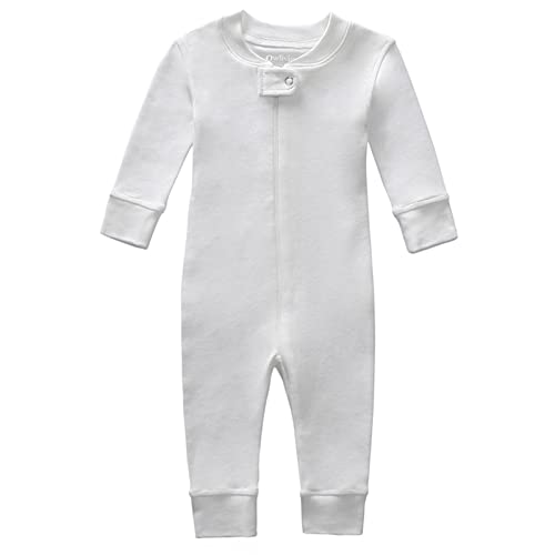 Owlivia Organic Cotton Baby Boy Girl Zip up Sleep N Play, Footless, Long Sleeve(6-12 Months, Off-White)