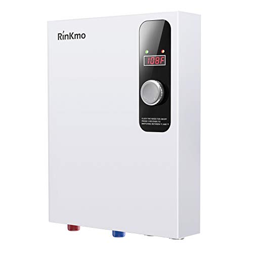 RINKMO Electric Tankless Water Heater 11KW 240V 220V Instant Hot Mini Electric Water Heater for Kitchen Bathroom Bathtub RV Shower Sink Small