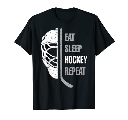 Eat Sleep Hockey Repeat Christmas For Kids Teen Adult Hockey T-Shirt