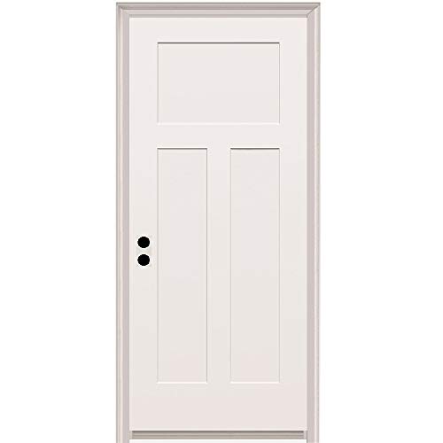 National Door Company ZZ20494R 20-Minute Fire Rated MDF Door, Primed, Craftsman 3-Panel, Right Hand In-Swing, 32'x80'