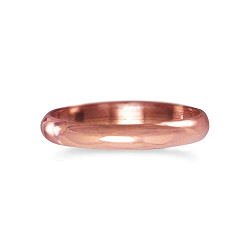 IVY & BAUBLE 99% Uncoated Solid Copper Ring Band for Men & Women | Made In USA | 3mm | Size 8