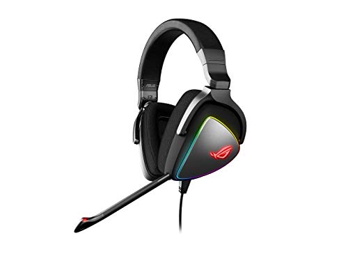 Asus ROG Delta USB-C Gaming Headset for PC, Mac, Playstation 4, Teamspeak, and Discord with Hi-Res ESS Quad-DAC, Digital Microphone, and Aura Sync RGB Lighting (Renewed)