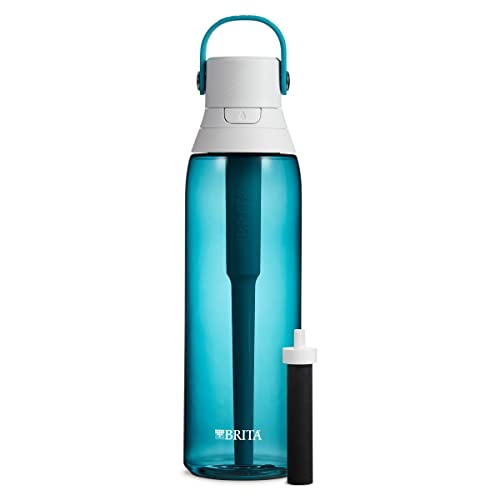 Brita Insulated Filtered Water Bottle with Straw, Reusable, BPA Free Plastic, Sea Glass, 26 Ounce