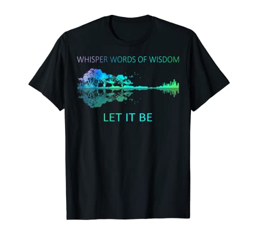 Watercolor Tree Sky There Will Be an Answer Let-It Be Guitar T-Shirt