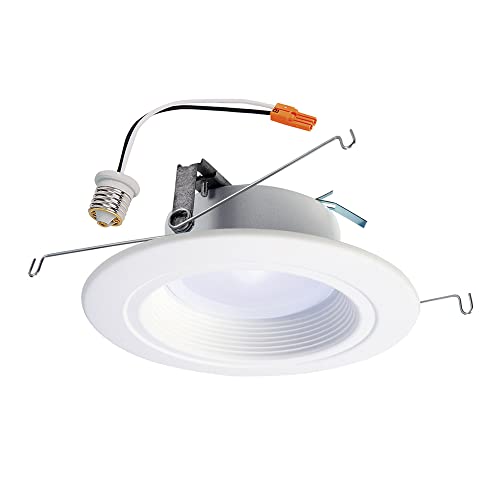 Halo 5 inch and 6 inch Recessed LED Can Light – Retrofit Ceiling & Shower Downlight, Baffle White Trim, Selectable CCT (2700K-5000K), 600 Lumens