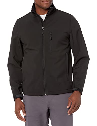 Amazon Essentials Men's Water-Resistant Softshell Jacket, Black, Large