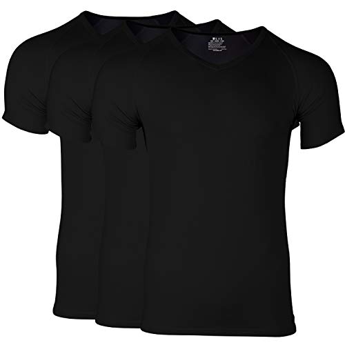 Ejis Essential Undershirt | V Neck (3-Pack) | Micro Modal (L, Black)