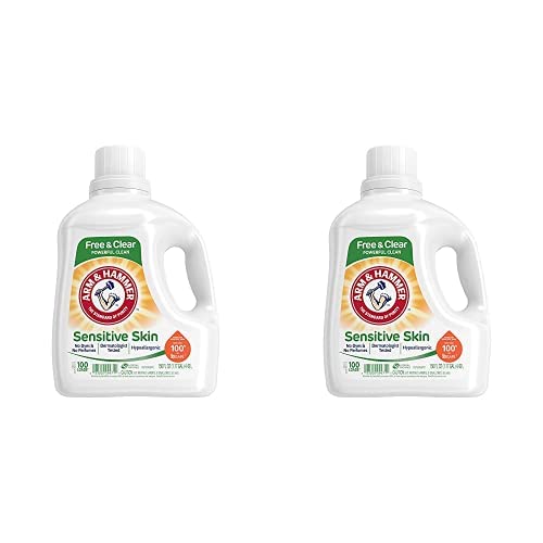 Arm & Hammer Sensitive Skin Free & Clear, 100 Loads Liquid Laundry Detergent, 150 Fl oz (Pack of 2)