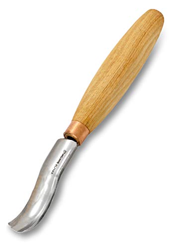 BeaverCraft, Wood Carving Bent Gouge K8a/14 0.55' - Spoon Carving Tools - Woodworking Hand Chisel Compact Wood Carving Knife for Beginners and Profi - Hobbies for Adults and Kids - Carbon Steel Blade