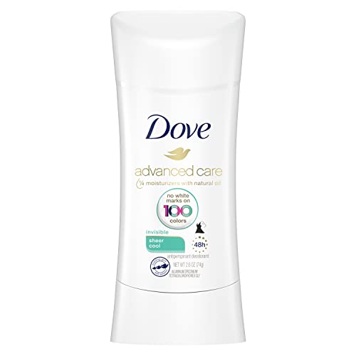 Dove Advanced Care Invisible Antiperspirant Deodorant Stick No White Marks on 100 Colors Sheer Cool 48-Hour Sweat and Odor Protecting Deodorant for Women 2.6 oz