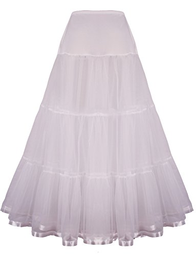 Shimaly Women's Floor Length Wedding Petticoat Long Underskirt for Formal Dress (S-L, Ivory)