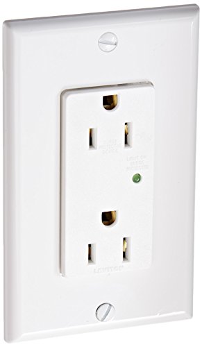 Leviton 5280-W 15 Amp, 125 Volt, Decora Plus Duplex Surge Suppressor Receptacle, Straight Blade, Industrial Grade, White