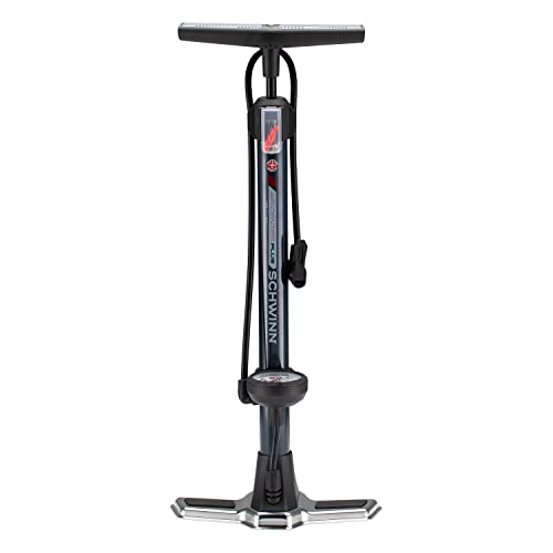 Schwinn Air Center Plus Floor Bike Pump, Fits Schrader and Presta Valve Types, With Pressure Gauge, Navy Blue