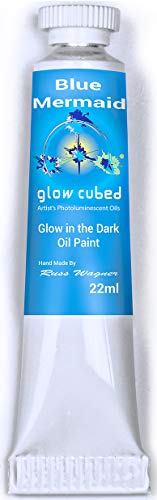 Blue Mermaid (22ml) Glow In The Dark Artist Professional Oil Paint Luminescent Phosphorescent Self-Luminous Paint