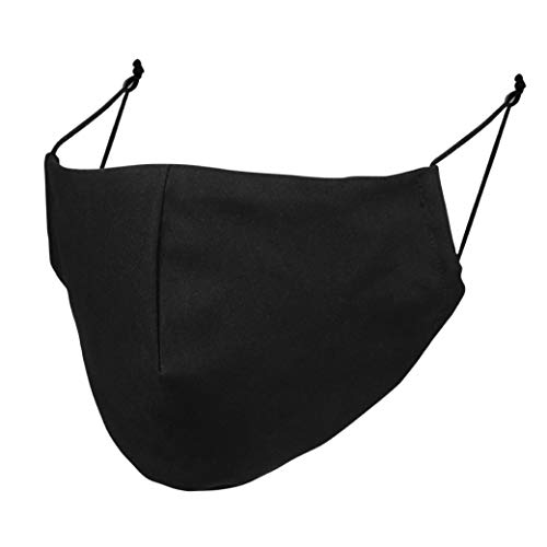 Washable Reusable Triple Layered 100% Cotton Face Mask with Filter Pocket Made in USA (Black, Adult)
