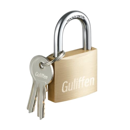 Guliffen Solid Brass Padlock with Key with 1-9/16 in. (40 mm) Wide Lock Body,Keyed Padlock for Sheds, Storage Unit School Gym Locker, Fence, Toolbox, Hasp Storage