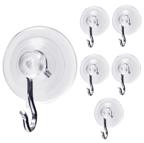 Suction Cup Hooks Wall Hooks for Hanging All Purpose Hook Wall Hangers Without Nails Heavy Duty -Made in USA (3 lbs/ 6 Pack)