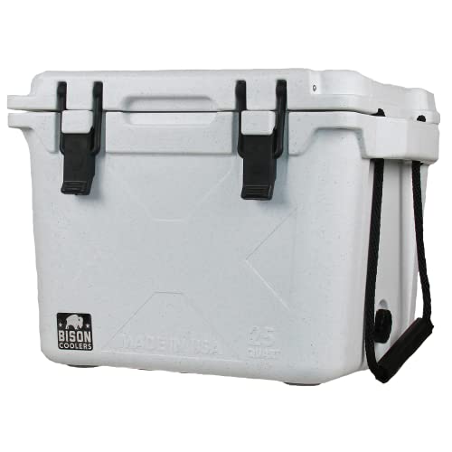 Bison Coolers White 25 Quart Cooler | Made in The USA | Easy use latches | Heavy Duty Long Ice Retention