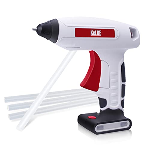 KeLDE Fine Tip Cordless Glue Gun Kit - 30 Seconds Heating Time Battery Rechargeable Hot Melt Glue Gun with 7mm Mini Glue Sticks for DIY, Crafts & Home Repairs