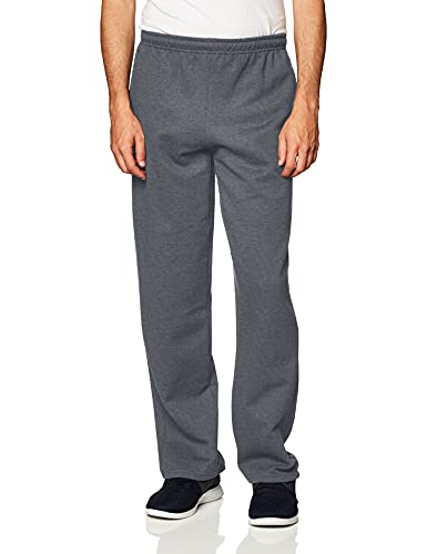 Gildan Adult Fleece Open Bottom Sweatpants with Pockets, Style G18300, Dark Heather, Large