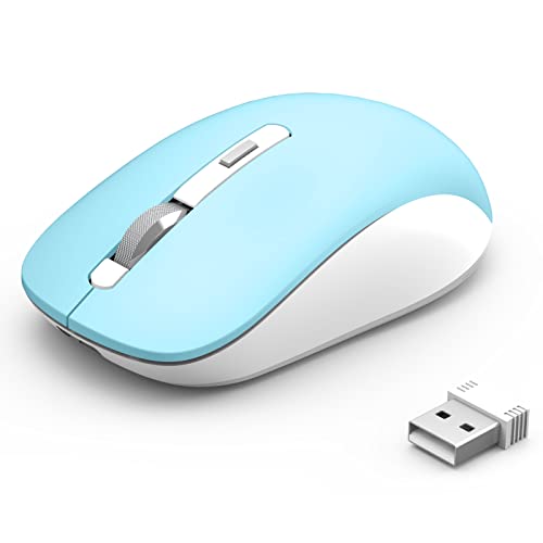 Bluetooth Mouse,J JOYACCESS 2.4G Wireless Bluetooth Mouse Dual Mode(Bluetooth 5.0/3.0+USB), Computer Mice for Laptop/Computer MacBook/Windows/MacOS/Android - Blue