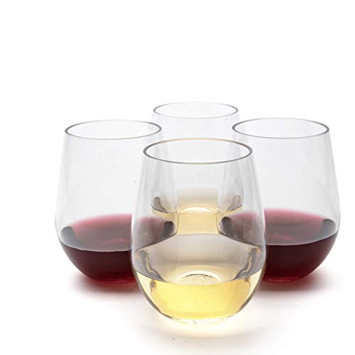 D'eco Unbreakable Stemless Wine Glasses 18 oz - 100% Tritan - Shatterproof, Reusable, Dishwasher Safe Drink Glassware (Set of 8) - Indoor Outdoor Drinkware- Great Holiday, Housewarming & Wedding Gift