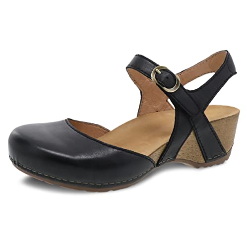 Dansko Tiffani Wedge Sandal for Women - Cushioned, Contoured Footbed for All-Day Comfort and Support Black Sandals 8.5-9 M US