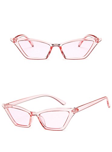 W&Y YING Small Frame Skinny Cat Eye Sunglasses for Women Colorful Mini Narrow Square Retro Cateye Vintage Sunglasses (pink)