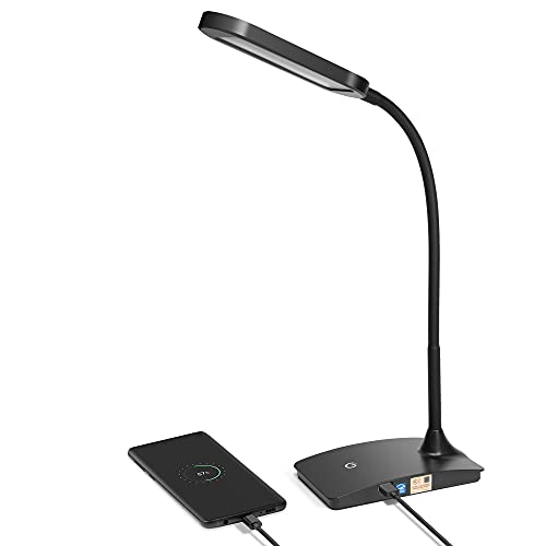TW Lighting IVY20-40BK Ivy LED Desk Lamp with USB Port for Home Office - Super Bright Small Desk Lamp, a Perfect LED Desk Light as Study Lamp, Bedside Reading Lights (Black)