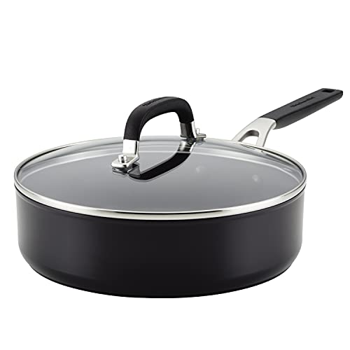 KitchenAid Hard Anodized Nonstick Saute/Fry Pan with Lid, 3 Quart, Onyx Black