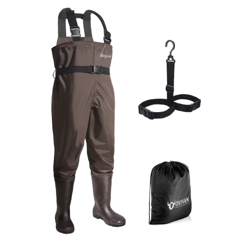 OXYVAN Chest Waders with Boots for Men & Women, Nylon/PVC Lightweight Fishing Wader with Boots Hanger