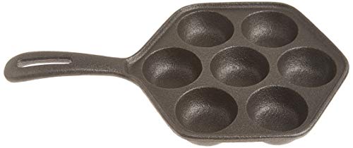 Norpro Cast Iron Stuffed Pancake Pan, Munk/Aebleskiver, 2' / 5cm diameter, Black