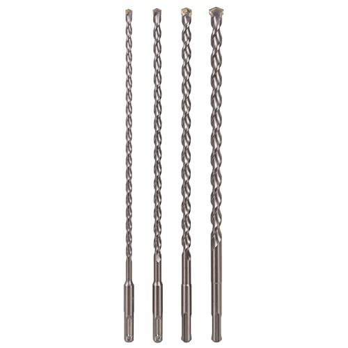 Sabre Tools 4-Piece 12in SDS Plus Drill Bit Set, Carbide Tipped, Rotary Hammer Drill Bits for Brick, Stone, Concrete (1/4' x 12', 5/16' x 12', 3/8' x 12', 1/2' x 12')