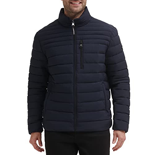 Calvin Klein Men's Lightweight Water Resistant Packable Down Puffer Jacket (Standard and Big & Tall), Navy, Large