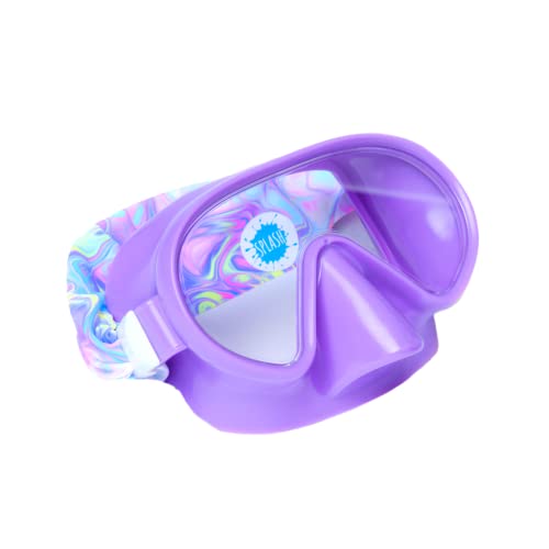 Splash Place SWIM MASK with Fabric Strap - PASTEL SWIRL | Kids Swim Goggles with Nose Cover - Won't Pull Your Hair - High Visibility Anti-Fog Lenses