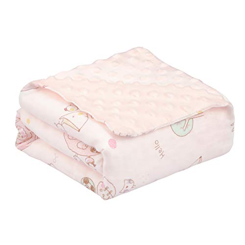 Baby Blanket Soft Minky Toddler Blanket Premium Cozy Blanket for Newborn Plush Dot Infant Blanket Baby Crib Blanket Quilt 43X30 inches (Pink)