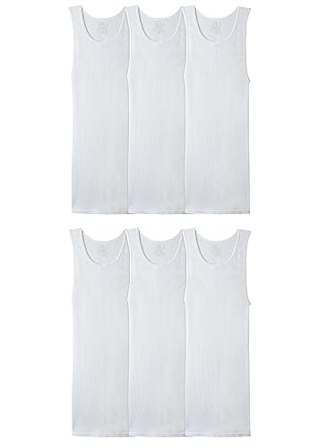 Fruit of the Loom Men's Tag-Free Tank A-Shirt, White, Large