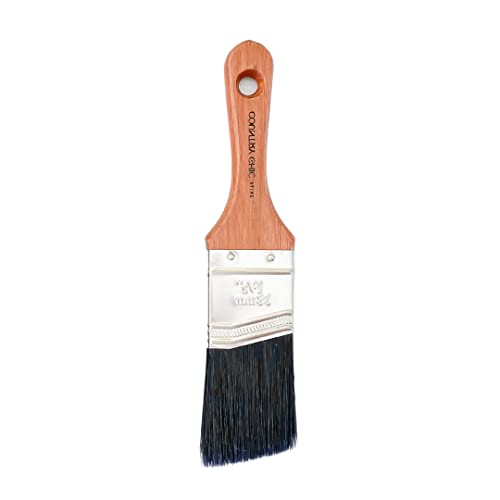 Chalk Style Paint Brush - Short-Handle Brush with Synthetic Angled Bristles for Smooth Furniture Paint Application with Minimal Brush Strokes, No Shedding, Vegan - Best for Water-Based Paint - 1.5'