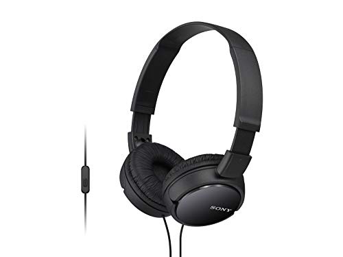 Sony ZX Series Wired On-Ear Headphones with Mic, Black MDR-ZX110AP