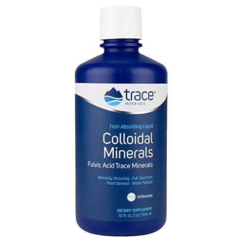 Trace Minerals | Colloidal Minerals Liquid Supplement | Plant Derived, Natural Vegan Minerals, Fulvic Acid Supplemented | Supports Energy, Hair, Skin, Nails, & Muscle Repair | 32 oz. 946 ml