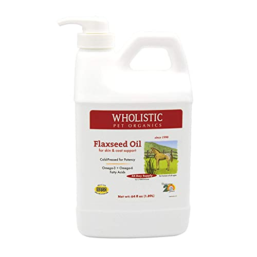Wholistic Pet Organics Flaxseed Oil: Organic Flaxseed Oil Horse Supplement - Equine Flaxseed Oil with Rosemary and Omega 3 and 6 Fatty Acids for Cardio, Immune, Skin and Coat Health